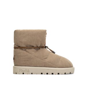 Flufie Kaz Tüyü Bot Cord Serie Sand Beige