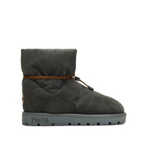 Flufie Kaz Tüyü Bot Cord Serie Grey