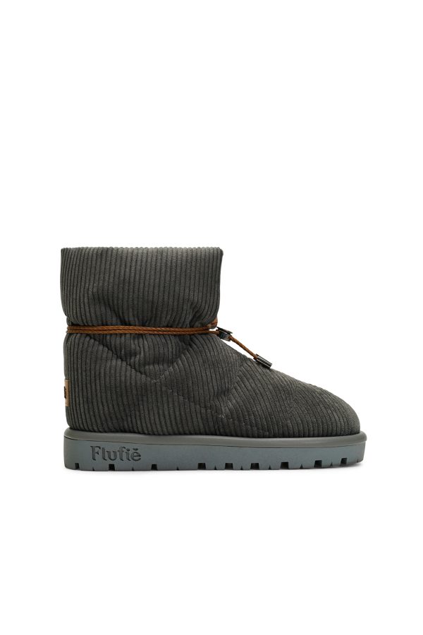 Flufie Kaz Tüyü Bot Cord Serie Grey