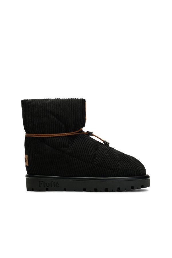 Flufie Kaz Tüyü Bot Cord Serie Jet Black